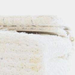 Pre Owned Chanel White Medium Classic Tweed Double Flap