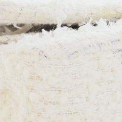 Pre Owned Chanel White Medium Classic Tweed Double Flap