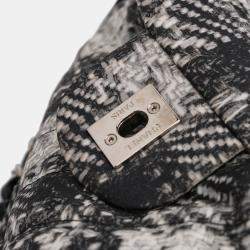 Pre Owned Chanel Black Grey CC Tweed Print Nylon Single Flap