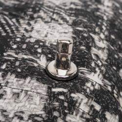 Pre Owned Chanel Black Grey CC Tweed Print Nylon Single Flap