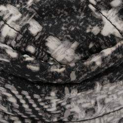 Pre Owned Chanel Black Grey CC Tweed Print Nylon Single Flap