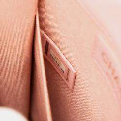 Pre Owned Chanel Pink Quilted Tweed and Calfskin North South Boy Flap