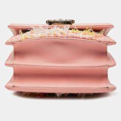 Pre Owned Chanel Pink Quilted Tweed and Calfskin North South Boy Flap