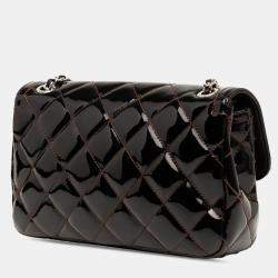 Pre Owned Chanel Black Small Quilted Patent Coco Shine Flap