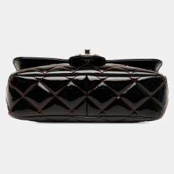 Pre Owned Chanel Black Small Quilted Patent Coco Shine Flap