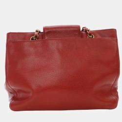 Pre Owned Chanel Red CC Caviar Supermodel Tote