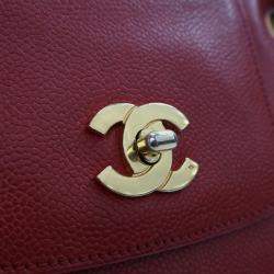 Pre Owned Chanel Red CC Caviar Supermodel Tote