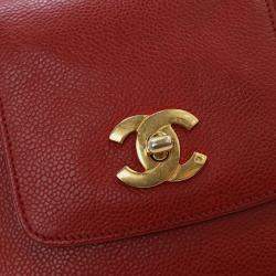 Pre Owned Chanel Red CC Caviar Supermodel Tote