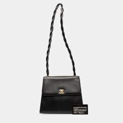 Pre Owned Chanel Black CC Caviar Twisted Strap Shoulder Bag