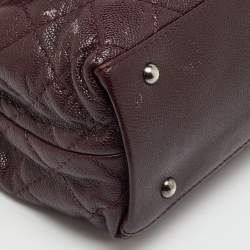 Pre Owned Chanel Burgundy Quilted Caviar Leather Wild Stitch Accordion Flap Bag