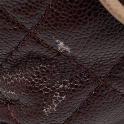 Pre Owned Chanel Burgundy Quilted Caviar Leather Wild Stitch Accordion Flap Bag