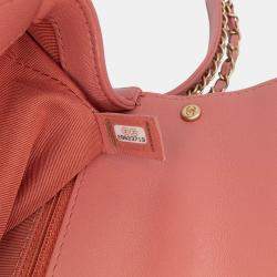 Pre Owned Chanel Pink Quilted Lambskin Chain Infinity Top Handle Bag