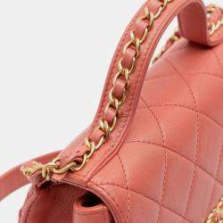 Pre Owned Chanel Pink Quilted Lambskin Chain Infinity Top Handle Bag