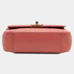 Pre Owned Chanel Pink Quilted Lambskin Chain Infinity Top Handle Bag