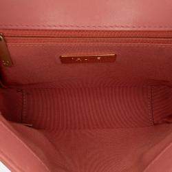 Pre Owned Chanel Pink Quilted Lambskin Chain Infinity Top Handle Bag