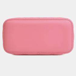 Pre Owned Chanel Pink Small Quilted Lambskin Pearl Crush Vanity Case with Chain