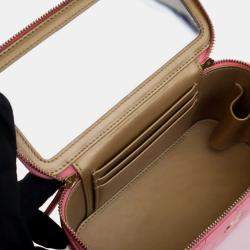 Pre Owned Chanel Pink Small Quilted Lambskin Pearl Crush Vanity Case with Chain
