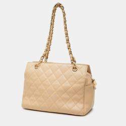 Pre Owned Chanel Beige Petite Caviar Timeless Tote