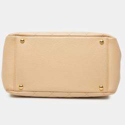 Pre Owned Chanel Beige Petite Caviar Timeless Tote