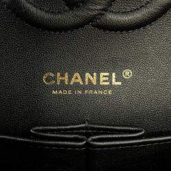 Pre Owned Chanel Matelasse Double Flap Chain shoulder Purple/Black Tweed Size 25