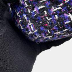 Pre Owned Chanel Matelasse Double Flap Chain shoulder Purple/Black Tweed Size 25