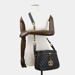 Pre Owned Chanel V Stitch Chain shoulder Black Caviar Leather