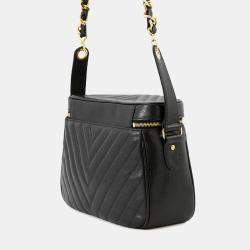 Pre Owned Chanel V Stitch Chain shoulder Black Caviar Leather