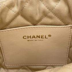 Pre Owned Chanel Chanel22 Mini Shoulder Bag White Shiny Calf Leather