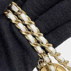 Pre Owned Chanel Chanel22 Mini Shoulder Bag White Shiny Calf Leather