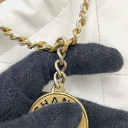 Pre Owned Chanel Chanel22 Mini Shoulder Bag White Shiny Calf Leather