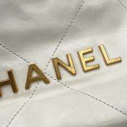 Pre Owned Chanel Chanel22 Mini Shoulder Bag White Shiny Calf Leather
