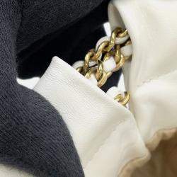 Pre Owned Chanel Chanel22 Mini Shoulder Bag White Shiny Calf Leather