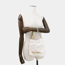 Pre Owned Chanel Chanel22 Mini Shoulder Bag White Shiny Calf Leather