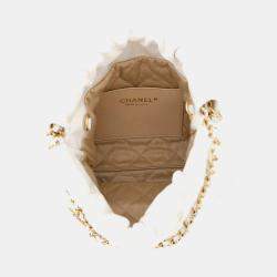 Pre Owned Chanel Chanel22 Mini Shoulder Bag White Shiny Calf Leather