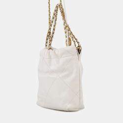 Pre Owned Chanel Chanel22 Mini Shoulder Bag White Shiny Calf Leather