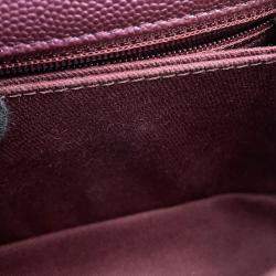 Pre Owned Chanel Coco Handle Matelasse Handbag Metalicpurple Caviar Leather Size Xxs