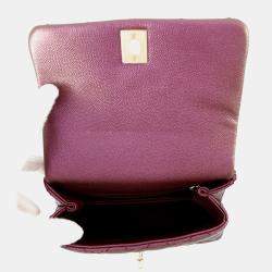 Pre Owned Chanel Coco Handle Matelasse Handbag Metalicpurple Caviar Leather Size Xxs