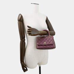Pre Owned Chanel Coco Handle Matelasse Handbag Metalicpurple Caviar Leather Size Xxs