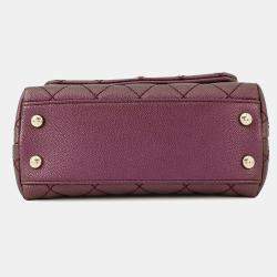Pre Owned Chanel Coco Handle Matelasse Handbag Metalicpurple Caviar Leather Size Xxs