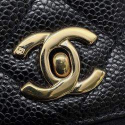 Pre Owned Chanel Cc Logo Handbag Black Caviar Leather