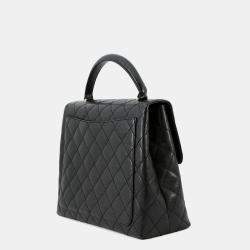 Pre Owned Chanel Cc Logo Handbag Black Caviar Leather