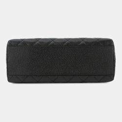 Pre Owned Chanel Cc Logo Handbag Black Caviar Leather