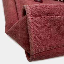 Pre Owned Chanel Deauville Chain Tote Bag Pink Canvas