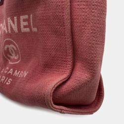 Pre Owned Chanel Deauville Chain Tote Bag Pink Canvas