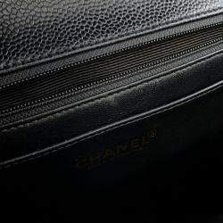 Pre Owned Chanel Cc Logo Handbag Black Caviar Leather