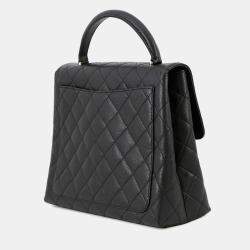 Pre Owned Chanel Cc Logo Handbag Black Caviar Leather