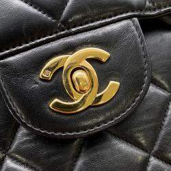 Pre Owned Chanel Matelasse Double Face Chain shoulder Black Lambskin