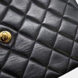 Pre Owned Chanel Matelasse Double Face Chain shoulder Black Lambskin
