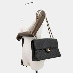 Pre Owned Chanel Matelasse Double Face Chain shoulder Black Lambskin