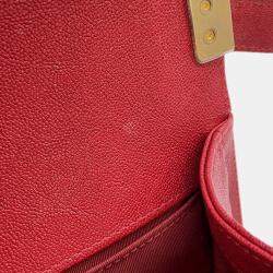 Pre Owned Chanel Boy Chanel Chain shoulder Red Caviar Leather